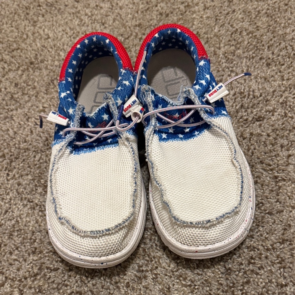 Hey Dudes Star-Patterned Red and Blue Shoes